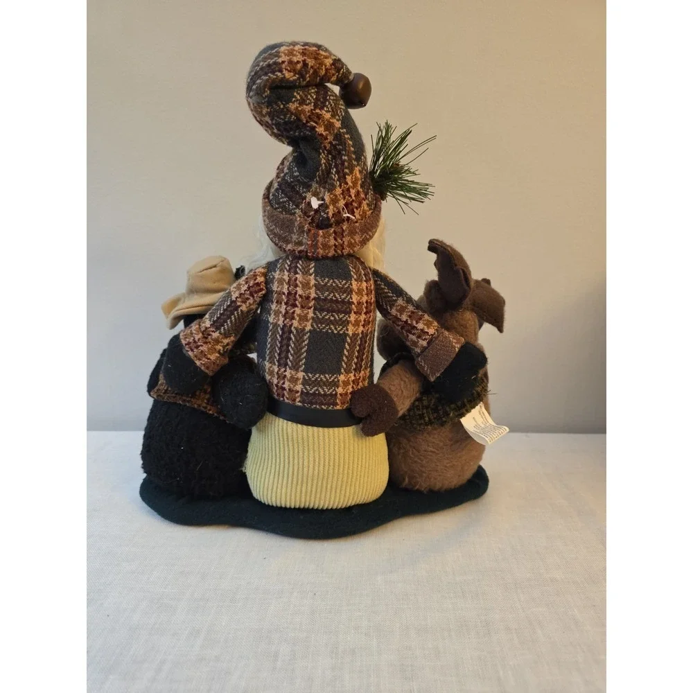 Vtg Napco Mimi Doll Santa Claus Moose and Black Bear Plush Figurine 12x12 Cabin